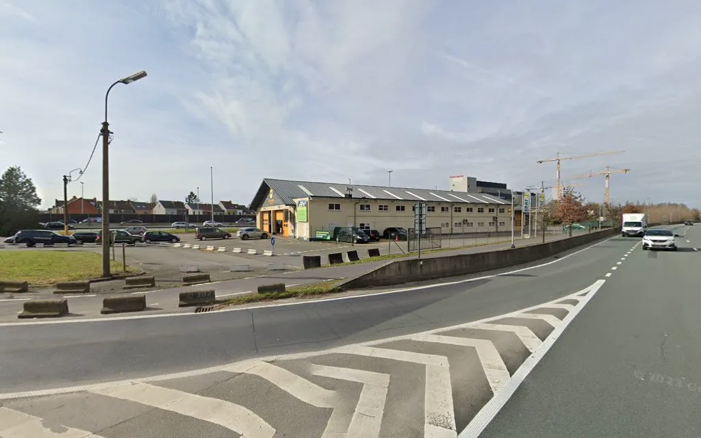 Straatbeeld van keuringscentrum Zwijnaarde in Zwijnaarde